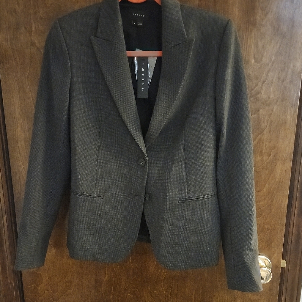Theory nichelle Black/Gray Wool Blazer Jacket